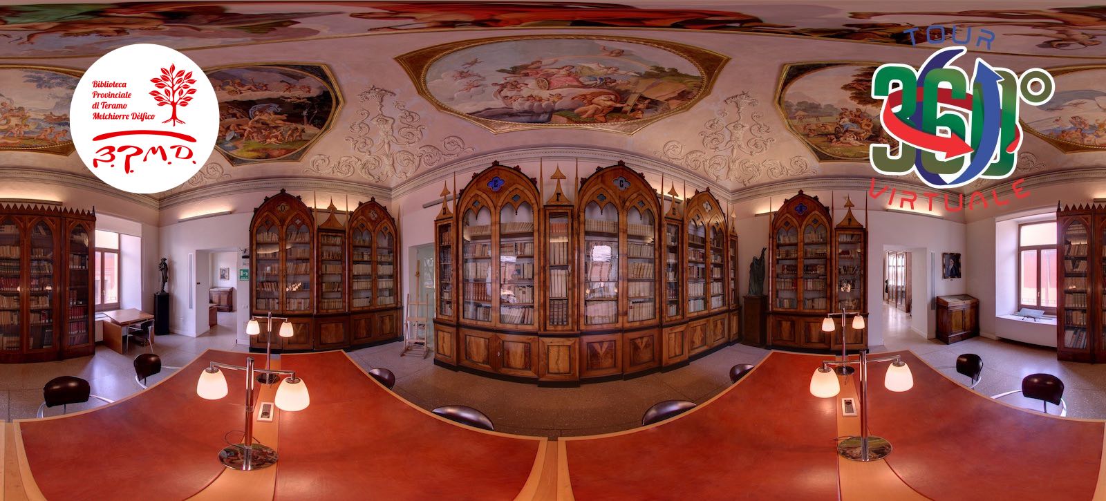 Tour virtuale bibliteca delfico 360 scalone