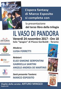 Esce il terzo volume della trilogia “Il vaso di pandora” scritto dal giovane Marco Esposito