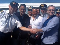Prima della partenza con il comandante del volo