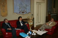 L'incontro di questa mattina tra il Presidente Catarra, Terracciano e (alla sua sinistra) De Bellis
