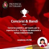 Bandi di concorso per la copertura di 14 figure da assumere a tempo indeterminato