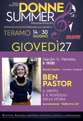 Donne Summer 2019: incontri d’autore ai Giardini Pannella con Ben Pastor