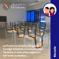 La Provincia incontra Dirigenti, Consigli d’Istituto e Consulta degli Studenti in vista della riapertura dell’anno scolastico.