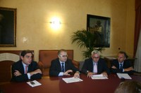 Da sin. il presidente Ente Porto, Guidobaldi, il presidente Catarra, il direttore CCIA, Sardi, e l'assessore all'ambiente, Marconi
