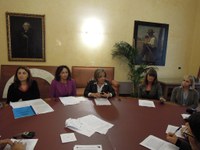 Un momento della conferenza stampa. Da sin.: Andreani, Del Giovine, Guardiani, Mazzone, Bonnici Castelli