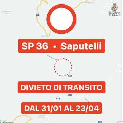 Provinciale 36 di Saputelli: la strada chiude per l’intervento di risanamento dal dissesto idrogeologico.