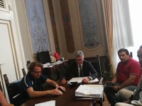 Un momento della riunione del presidente con i tecnici ed il consigliere Ciapanna